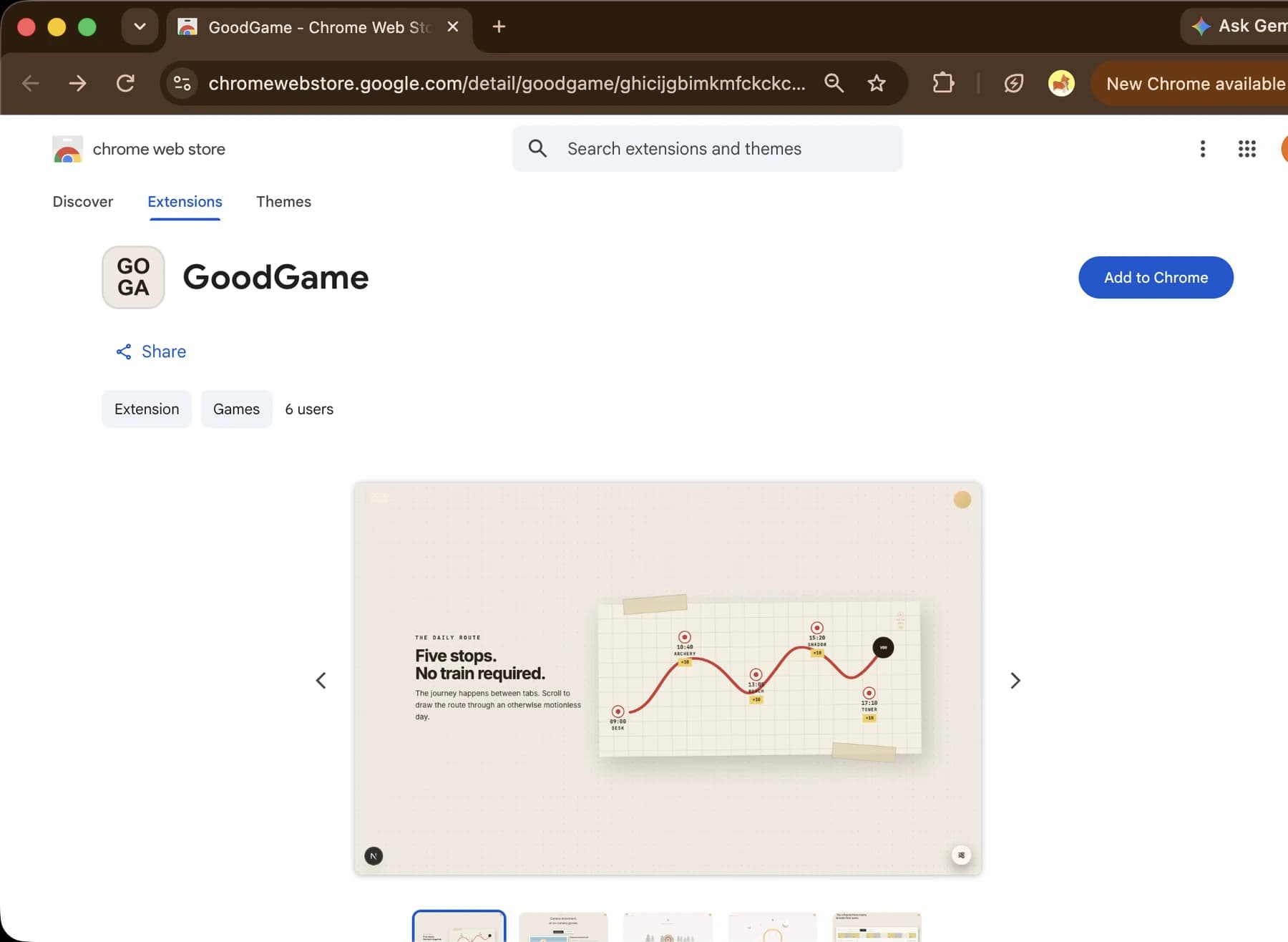 The GoodGame listing on the Chrome Web Store